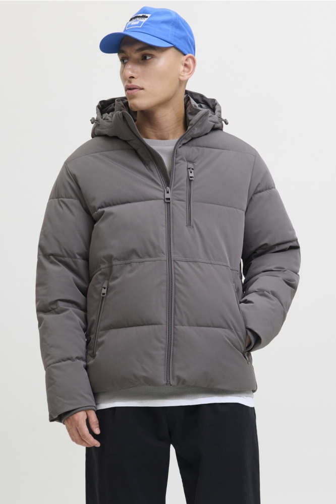 Jack & Jones grijze heren jas | Model vooraanzicht