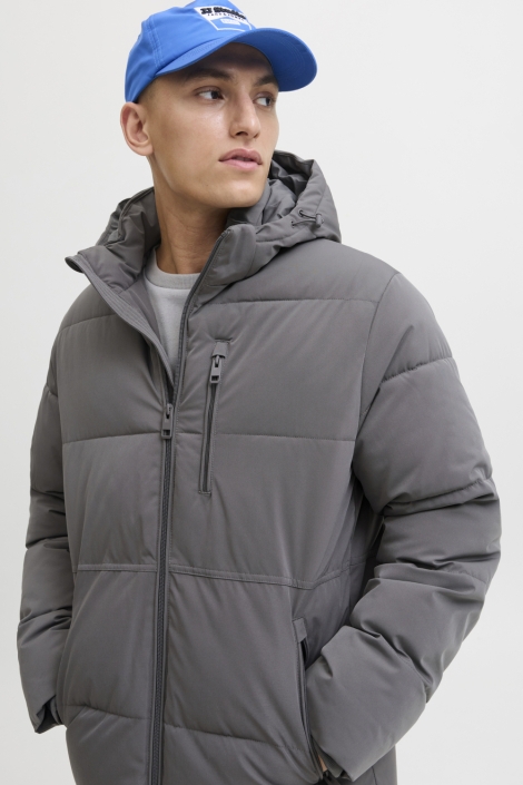Jack & Jones grijze heren jas | Model vooraanzicht
