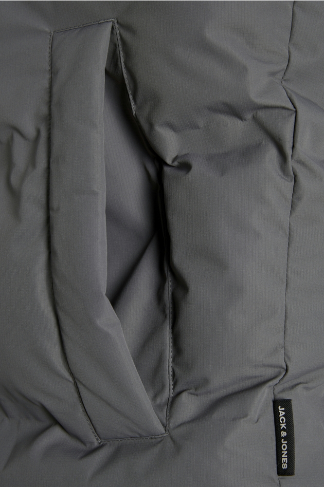 Jack & Jones grijze heren jas | Close up