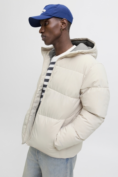 Jack & Jones beige heren jas | Model zijaanzicht