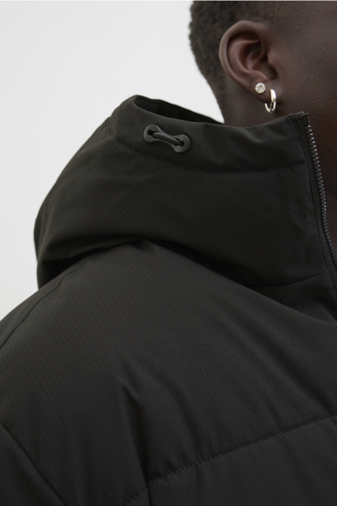 Jack & Jones zwarte heren jas | Close up