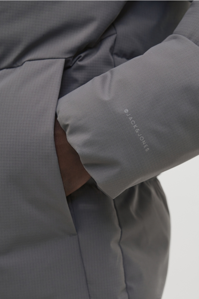 Jack & Jones grijze heren jas | Close up