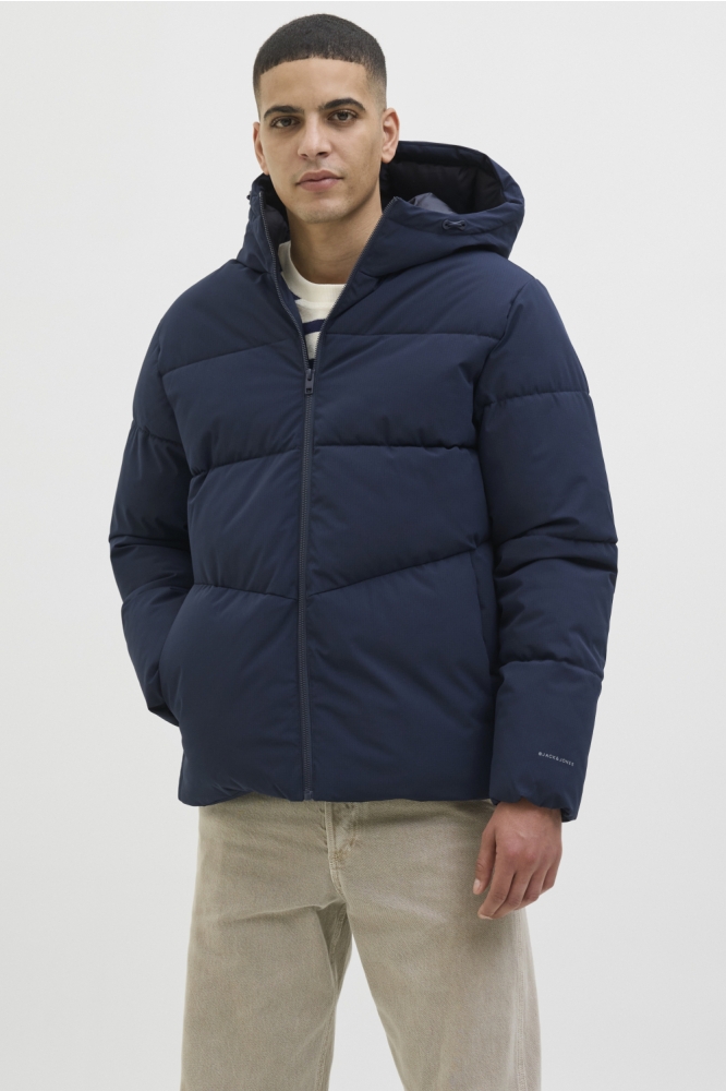 Jack & Jones blauwe heren jas | Model vooraanzicht