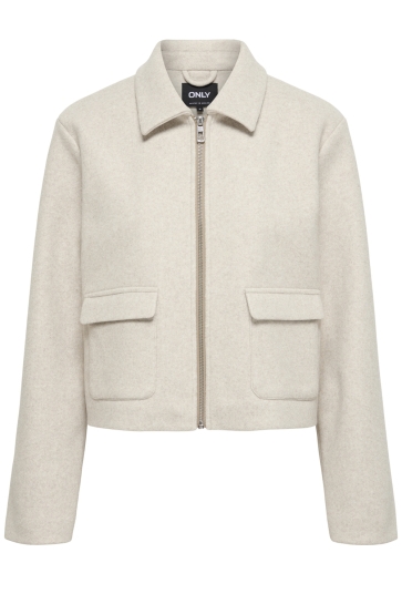 Only Jas ONLVELA ZIP SHORT JACKET OTW 15359339 PUMICE STONE/MELANGE