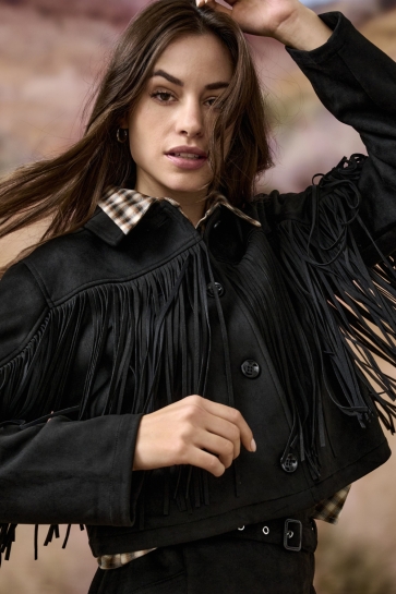 Only Jas ONLDIANE LIFE FAUX SUEDE FRINGES OT 15354896 BLACK