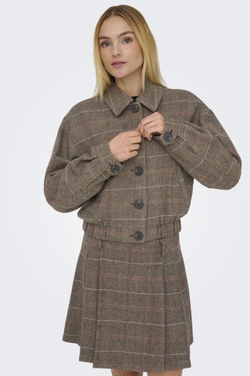 Only ONLRICCA LIFE CHECK JACKET OTW 15356760 SEAL BROWN/CHECK