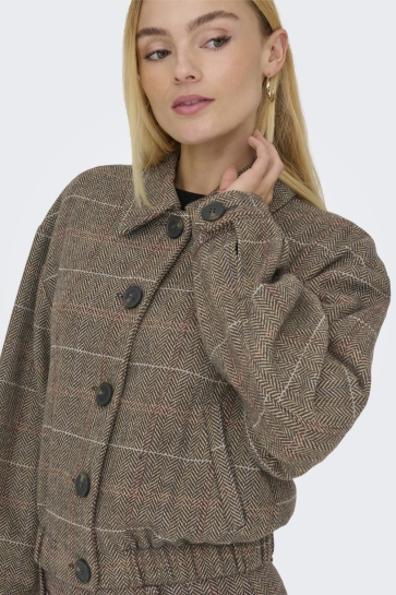 Only Jas ONLRICCA LIFE CHECK JACKET OTW 15356760 SEAL BROWN/CHECK