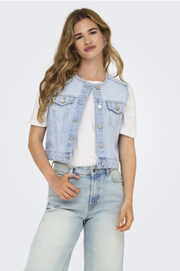 Only Vest ONLFELIZ DNM WAISTCOAT ROUND COLLAR 15351937 Light Blue Denim