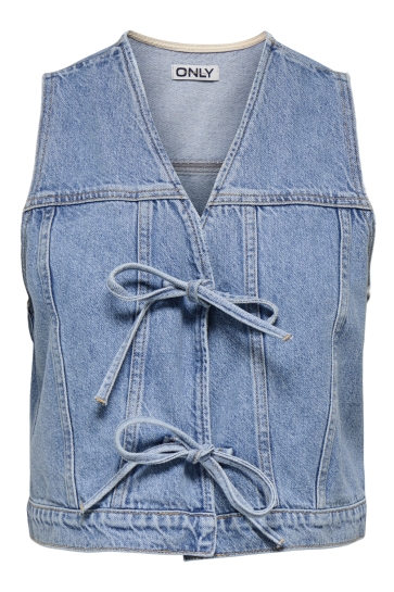 Only Vest ONLEMMA SL BOW DNM WAISTCOAT TAI 15351932 Light Blue Denim