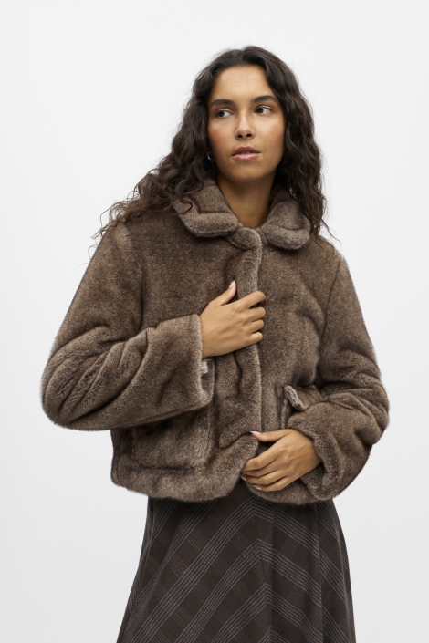 Object bruine dames jas | Model vooraanzicht