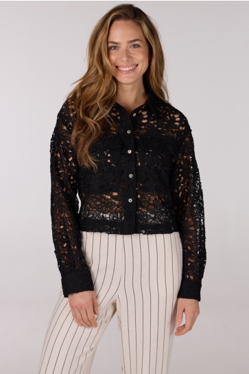 Juffrouw Jansen Jas FAE SS25 JASJE CL CROCHET LONG S 000999 BLACK