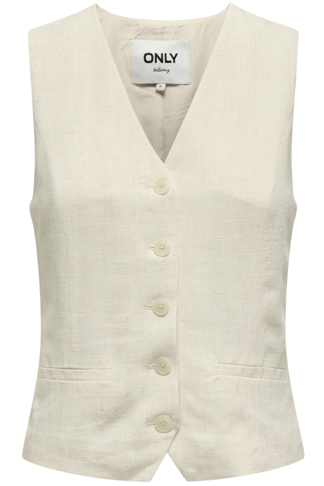 Only ecru dames gilet | Vooraanzicht