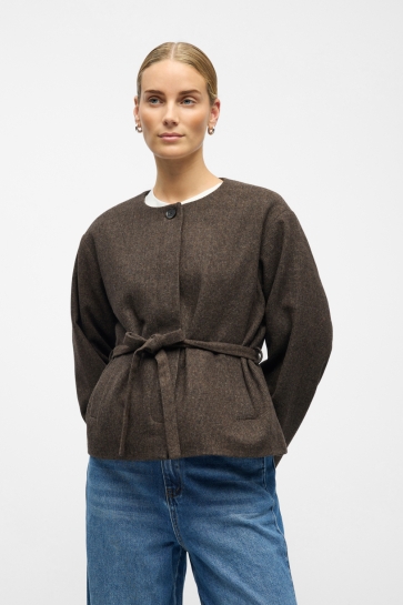 Object Blazer OBJDARLA LO SHORT JACKET 142 23047929 SEAL BROWN