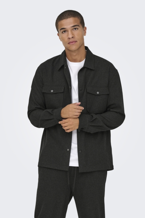 Only & Sons grijze heren overhemd | Model vooraanzicht