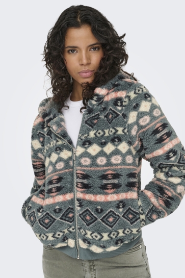 Only ONLANNA CONTACT AOP HOOD JACKET OTW 15358672 BALSAM GREEN/AZTEC CAMEO BROWN