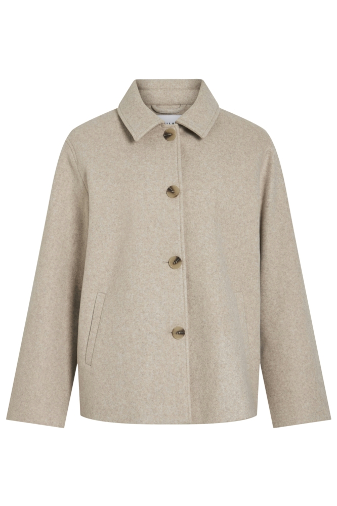 Vila beige dames jas | Vooraanzicht