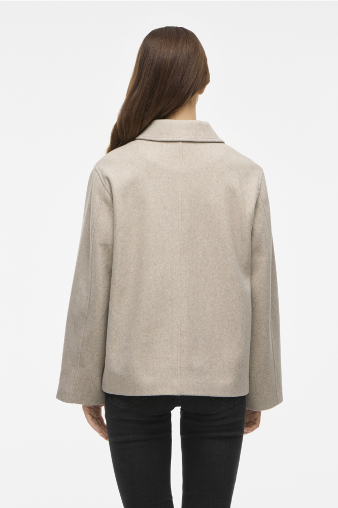 Vila beige dames jas | Model achteraanzicht