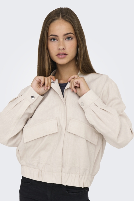 Jacqueline de Yong beige dames jas | Model vooraanzicht