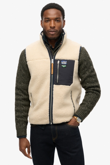 Superdry Jas VINTAGE FLEECE GILET M5012160A OATMEAL BEIGE