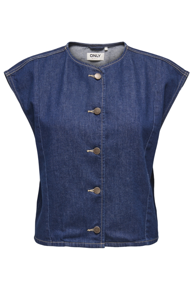 Only blauwe dames gilet | Vooraanzicht