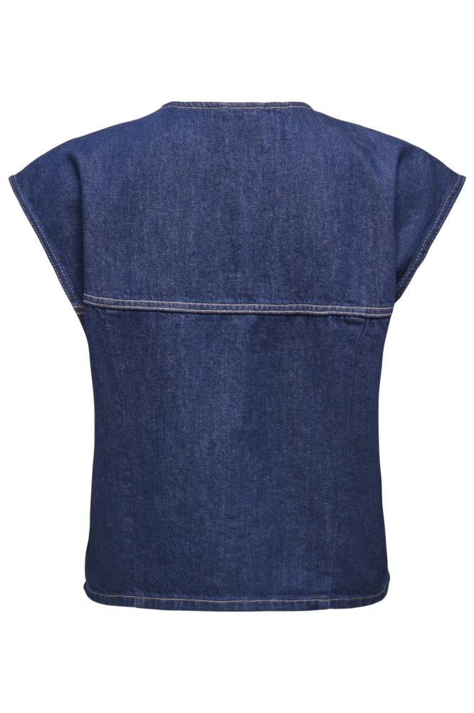 Only blauwe dames gilet | Achteraanzicht