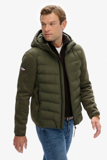 Superdry HOODED STORM KNIT HYBRID JKT M5012293A KHAKI GREEN MARL