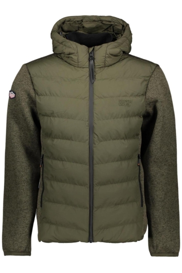 Superdry Jas HOODED STORM KNIT HYBRID JKT M5012293A KHAKI GREEN MARL