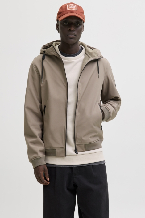 Jack & Jones camel heren jas | Model vooraanzicht