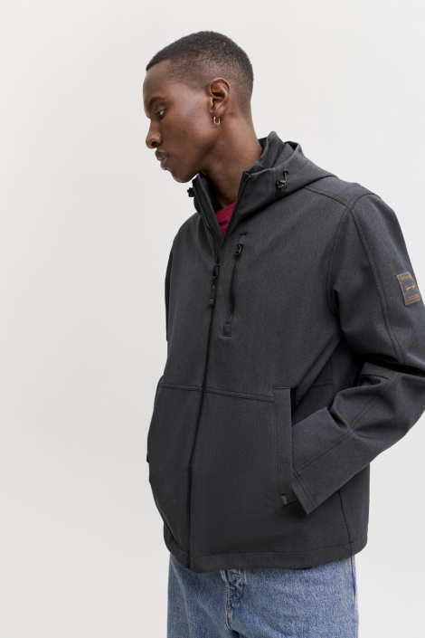 Jack & Jones zwarte heren jas | Model zijaanzicht