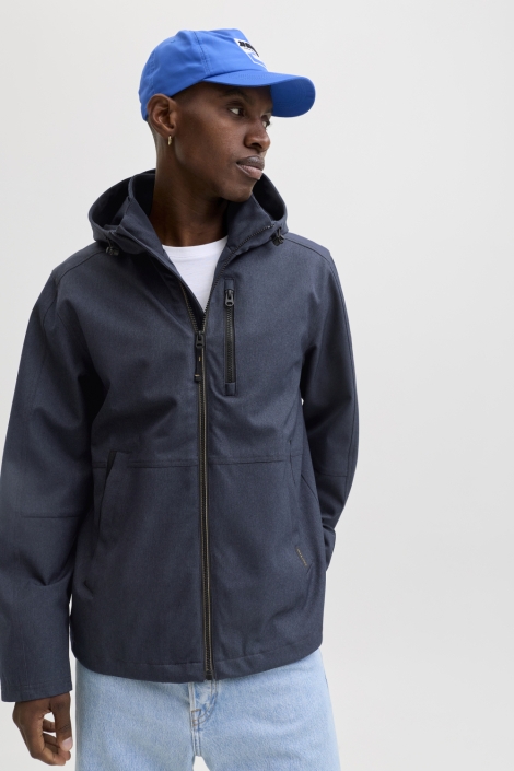 Jack & Jones blauwe heren jas | Model vooraanzicht