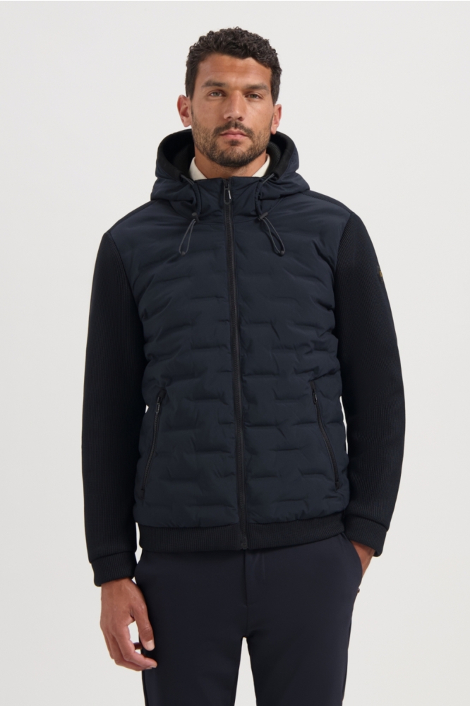 NO-EXCESS blauwe heren jas | Model vooraanzicht