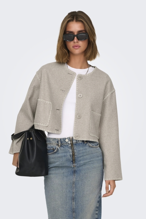 Only beige dames jas | Model vooraanzicht