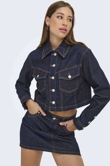 Only Jas ONLHEATHER LS WESTERN DNM JACKET MA 15352049 Dark Blue Denim/Rinse