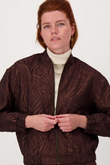 Zusss BOMBER JASJE VAN LUREX JAQUARD 0310 030 7250 CHOCOLADE BRUIN/ GOUD