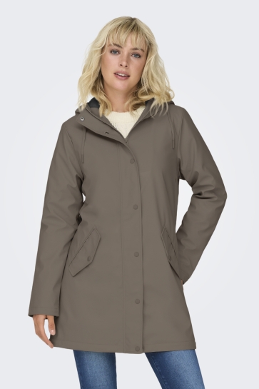 Only Jas ONLSALLY RAINCOAT OTW NOOS 15206116 WALNUT/BLACK TEDDY