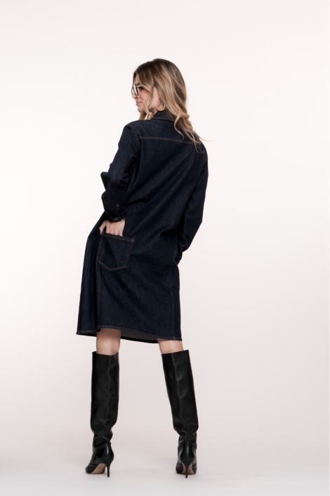Geisha blauwe dames jurk | Model achteraanzicht