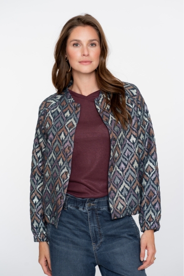 Geisha Vest KORT JASJE MET IKAT PRINT 55710 20 BLUE