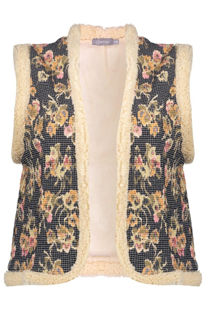 Geisha zwarte dames gilet | Vooraanzicht