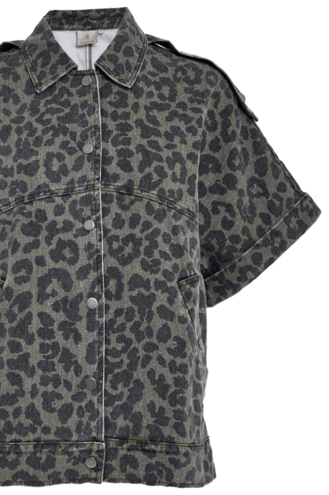 Peppercorn groene dames jas | Close up