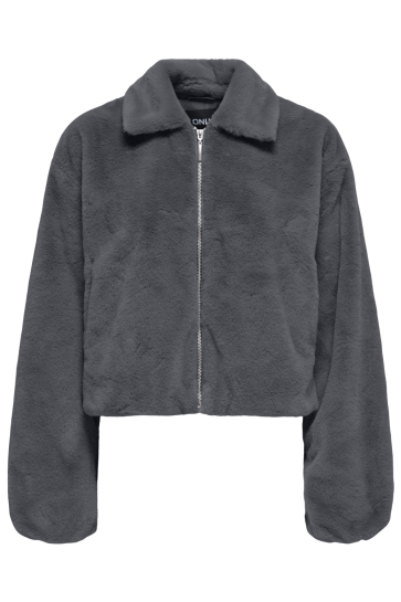 Only Jas ONLDANA LIFE FAUX FUR JACKET CC OTW 15348987 Blackened Pearl