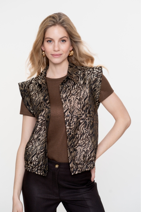 Geisha zwarte dames gilet | Model vooraanzicht