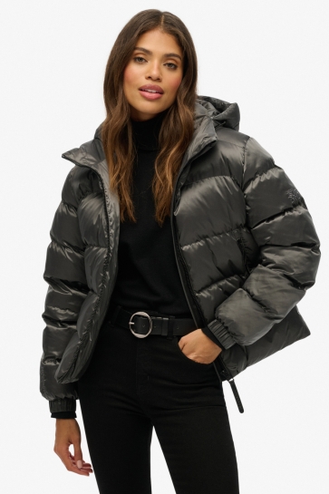 Superdry Jas HOODED LUXE SPORTS PUFFER W5012005A H4N BLACK SHEEN