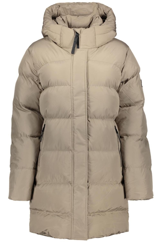Superdry taupe dames jas | Model vooraanzicht