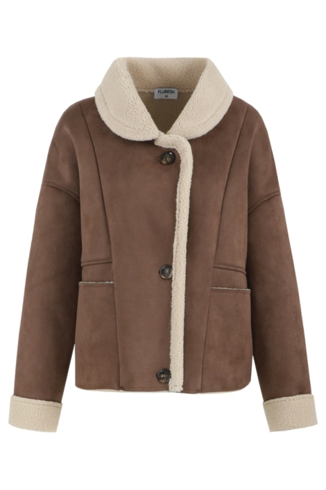 Fluresk bruine dames jas | Vooraanzicht