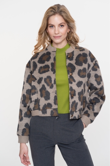 Geisha BOMBER JASJE MET PANTERPRINT 55521 10 000735 CAMEL/ANTRACITE