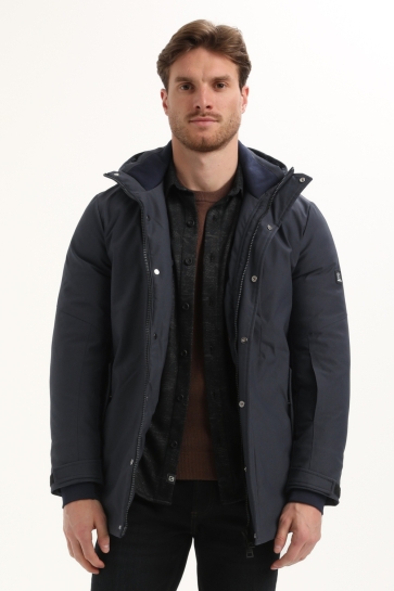 Gabbiano Jas PARKA TWILSTRUCTUUR MET AFRITSBARE CAPUCHON 535752 301 Navy
