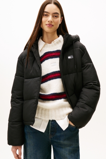 Tommy Jeans Jas TJW HOODED PUFFER JACKET DW0DW21625 BDS BLACK