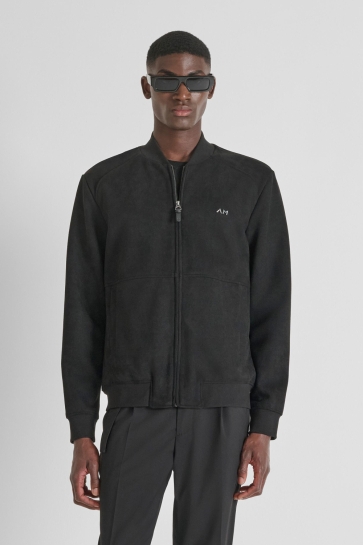 Antony Morato REGULAR FIT SWEATSHIRT WITH ZIP IN SUEDE-EFFECT FABRIC MMFL01089 FA150207 9000 BLACK
