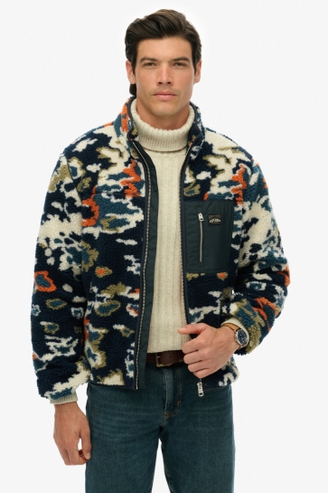 Superdry Vest PRINTED FLEECE ZIP THRU M2014287A HYW LICHEN PRINT