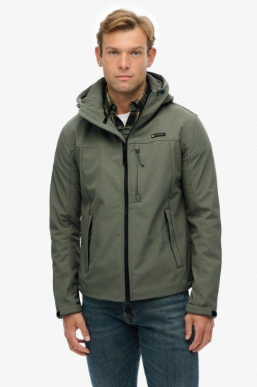 Superdry HOODED SOFT SHELL TREKKER JKT M5012103A H1J SHELL GREY OLIVE